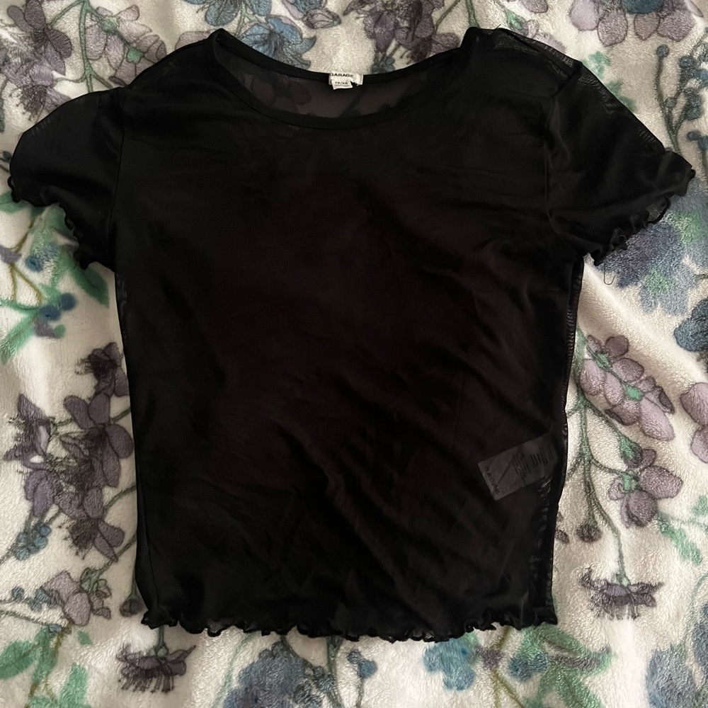 used GARAGE Black mesh cropped tank top